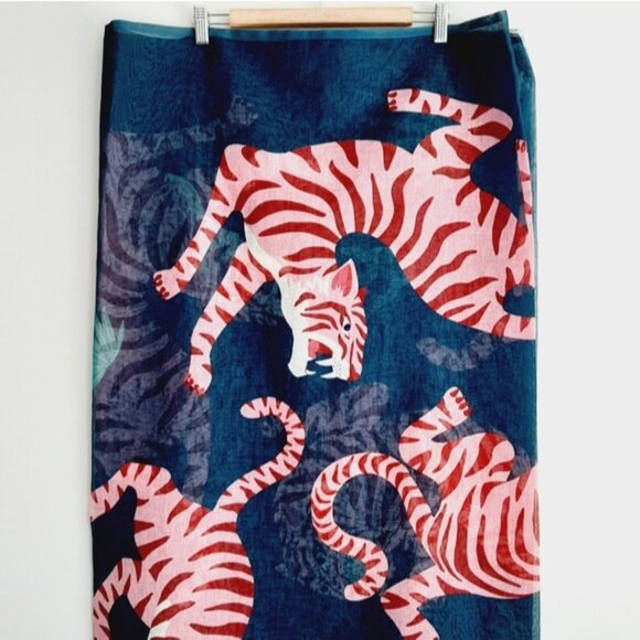 SOCIETY6 Night Race Pink Tiger Sheer Curtain Panel Window Long Light Blue - Picture 3 of 10